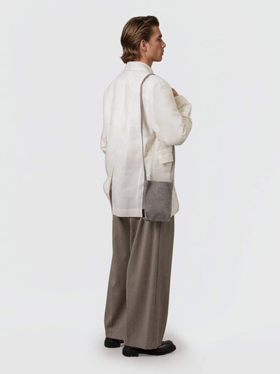 Pig Suede (Soft Pig Suede) Suede Mini Shoulder in Gray Made in Japan