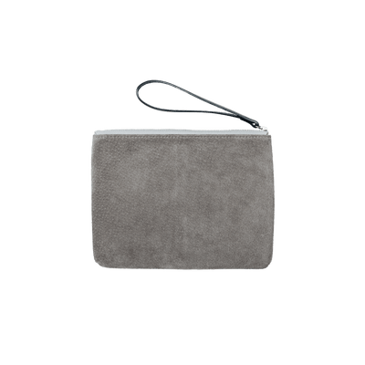 Pig Suede (Soft Pig Suede) Suede Pouch – Medium in Gray Made in Japan