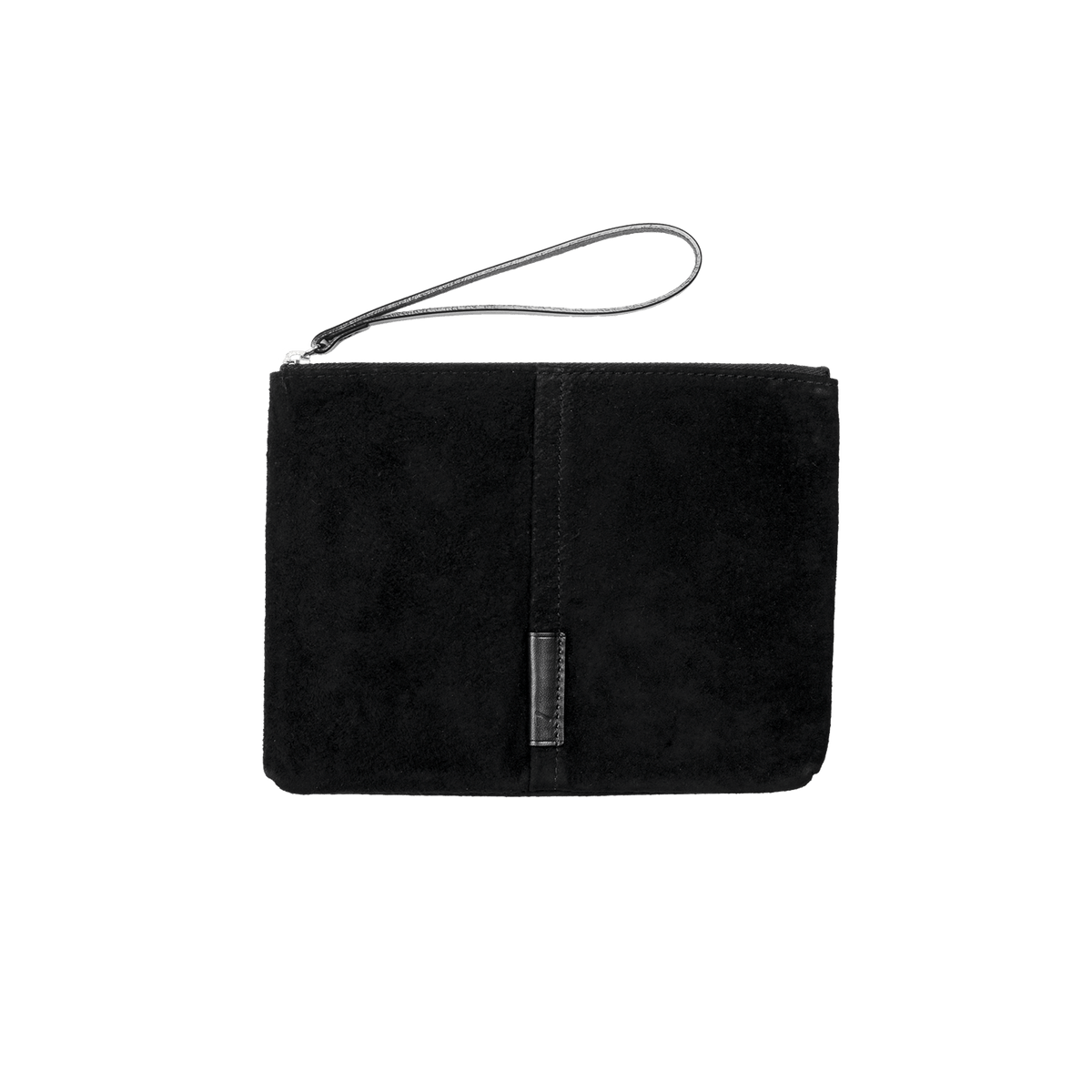 Pig Suede (Soft Pig Suede) Suede Pouch – Medium in Black Made in Japan