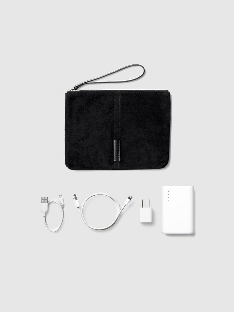 Pig Suede (Soft Pig Suede) Suede Pouch – Medium in Gray Made in Japan