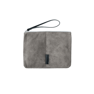 Pig Suede (Soft Pig Suede) Suede Pouch – Medium in Gray Made in Japan