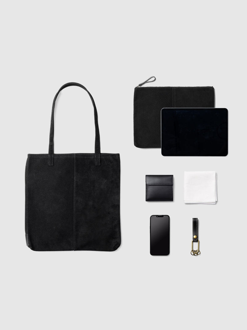 Pig Suede (Soft Pig Suede) Suede Tote in Gray Made in Japan