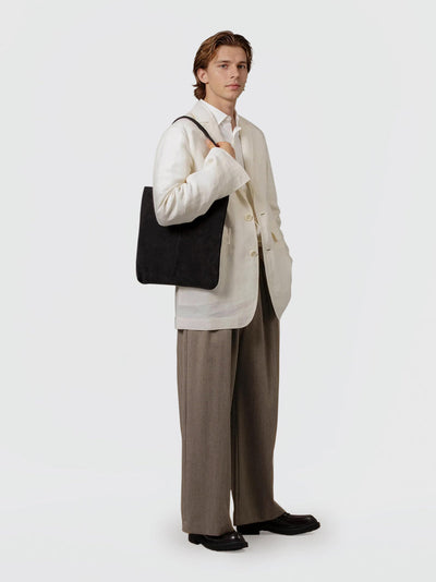 Pig Suede (Soft Pig Suede) Suede Tote in Gray Made in Japan