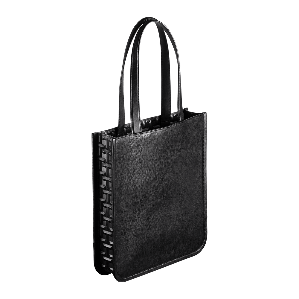 Cowhide TSUCHIYA Legacy Logo Boxy Tote in Black Made in Japan