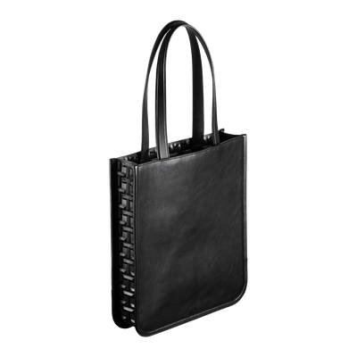 Cowhide TSUCHIYA Legacy Logo Boxy Tote in Black Made in Japan