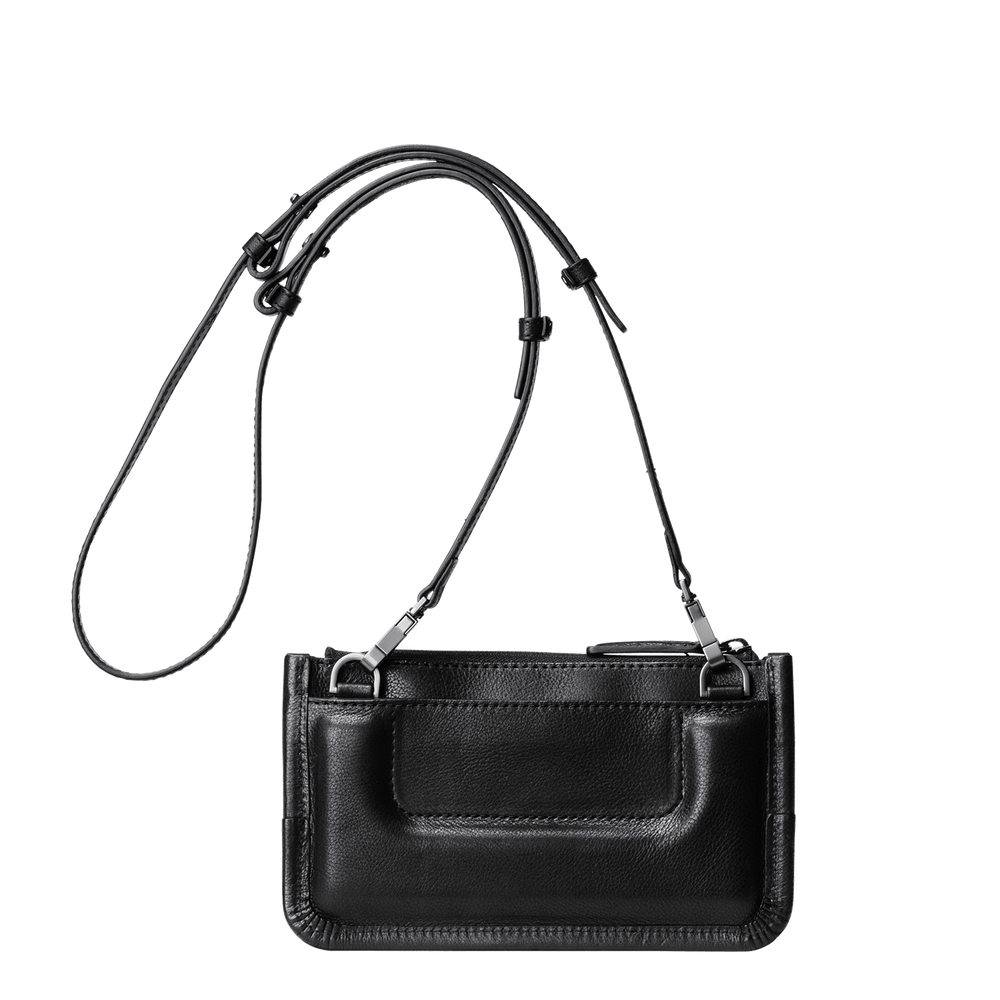 Cowhide TSUCHIYA Legacy Logo Slim Crossbody in Black Made in Japan