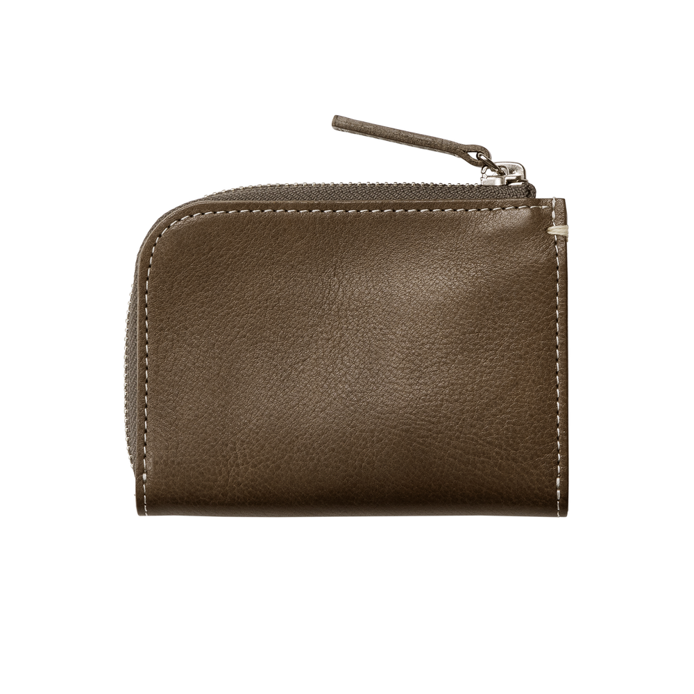 Cowhide (Vachetta Milled Leather) Urbano L Zip Wallet in Dark Sand Made in Japan