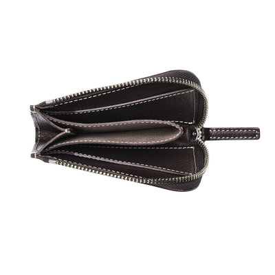 Cowhide (Vachetta Milled Leather) Urbano L Zip Wallet in Coffee Made in Japan