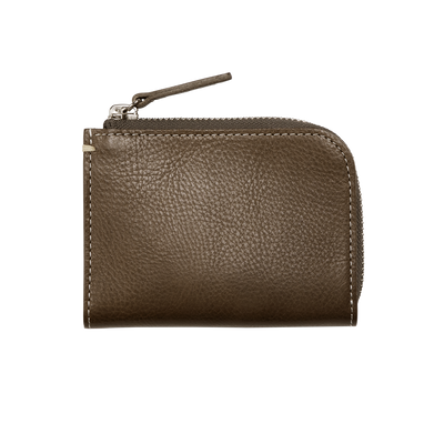 Cowhide (Vachetta Milled Leather) Urbano L Zip Wallet in Dark Sand Made in Japan