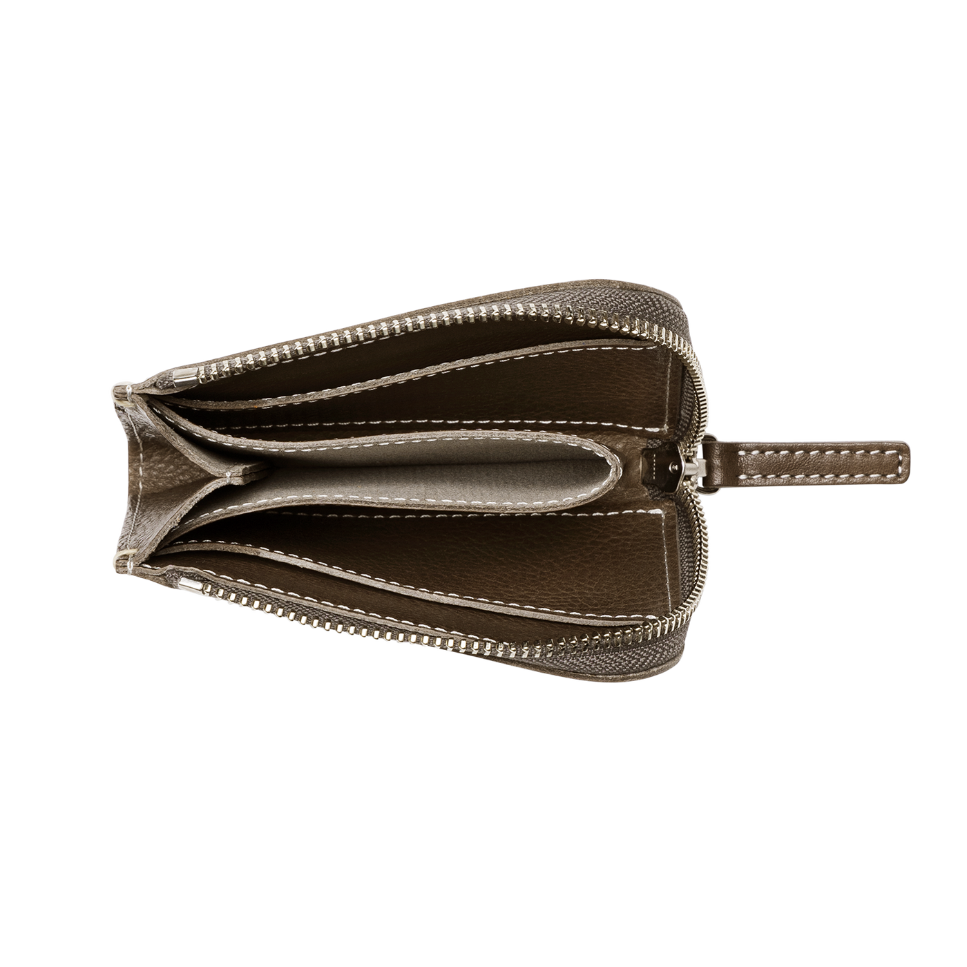 Cowhide (Vachetta Milled Leather) Urbano L Zip Wallet in Dark Sand Made in Japan