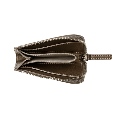 Cowhide (Vachetta Milled Leather) Urbano L Zip Wallet in Dark Sand Made in Japan