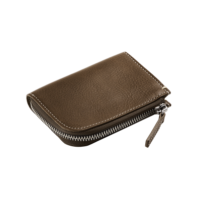 Cowhide (Vachetta Milled Leather) Urbano L Zip Wallet in Camel Gold Made in Japan