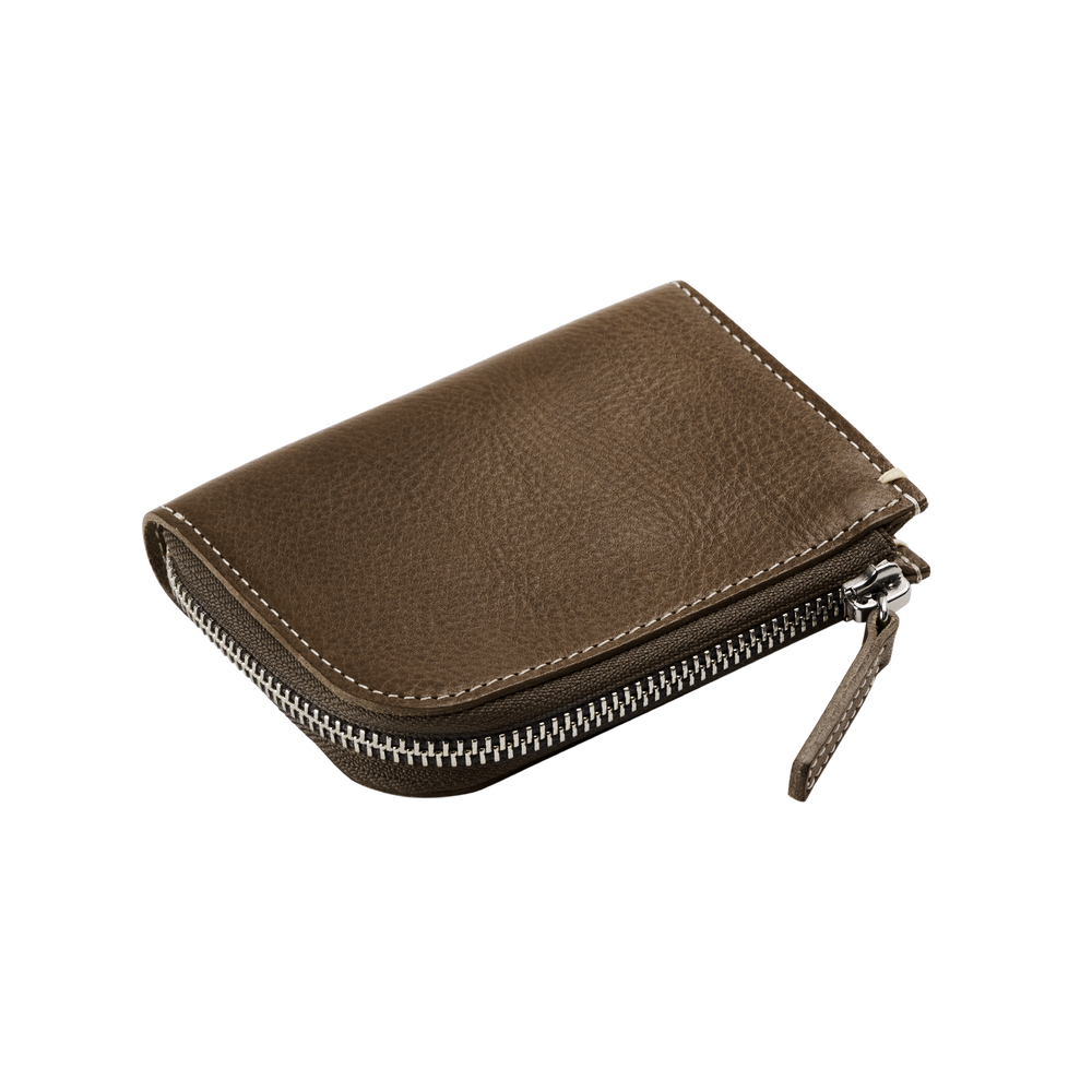 Cowhide (Vachetta Milled Leather) Urbano L Zip Wallet in Coffee Made in Japan
