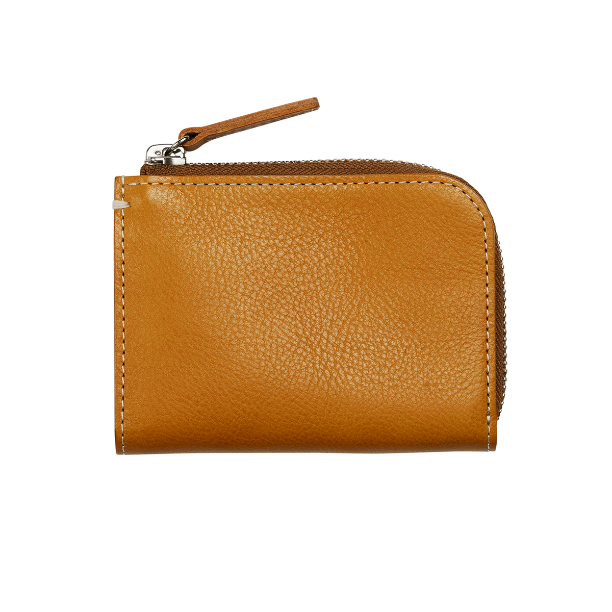 Cowhide (Vachetta Milled Leather) Urbano L Zip Wallet in Camel Gold Made in Japan
