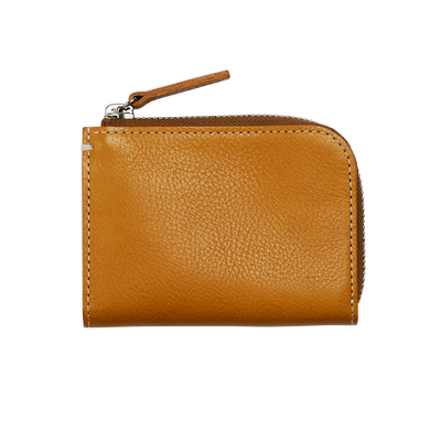 Cowhide (Vachetta Milled Leather) Urbano L Zip Wallet in Camel Gold Made in Japan