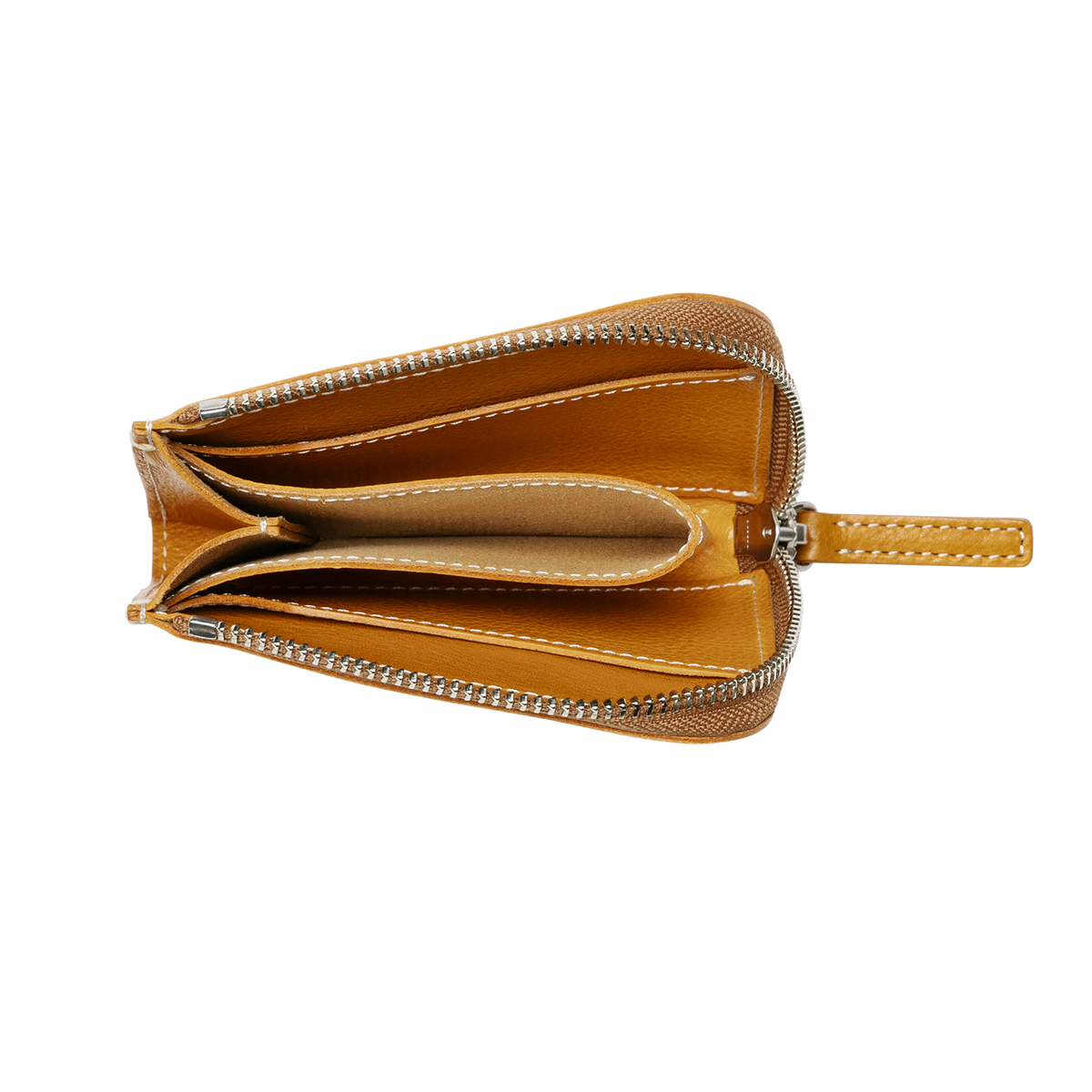 Cowhide (Vachetta Milled Leather) Urbano L Zip Wallet in Camel Gold Made in Japan