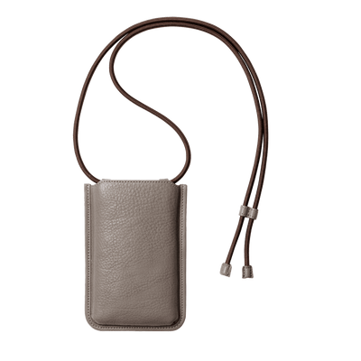 Steerhide (Soft Nume Leather) Tone Nume Leather Crossbody Phone Bag in Stone Made in Japan