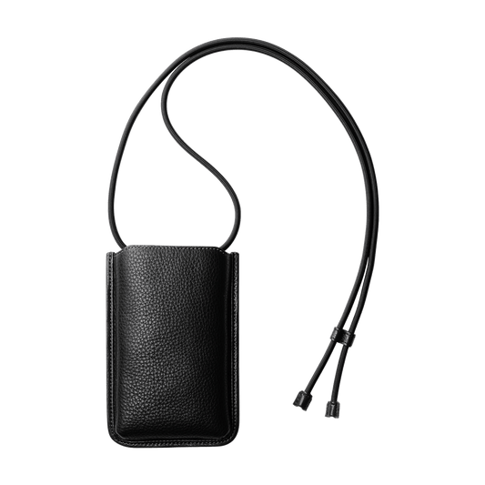 Steerhide  Tone Nume Leather Crossbody Phone Bag in Black Made in Japan