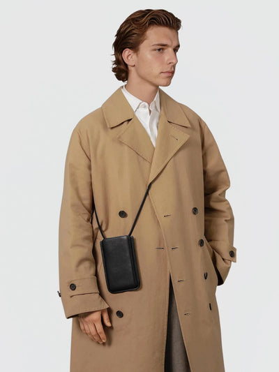 Steerhide (Soft Nume Leather) Tone Nume Leather Crossbody Phone Bag in Stone Made in Japan