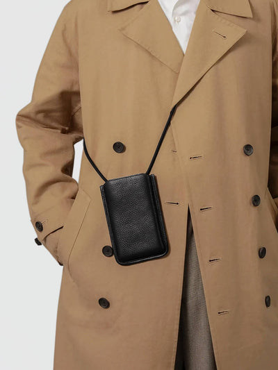 Steerhide (Soft Nume Leather) Tone Nume Leather Crossbody Phone Bag in Stone Made in Japan