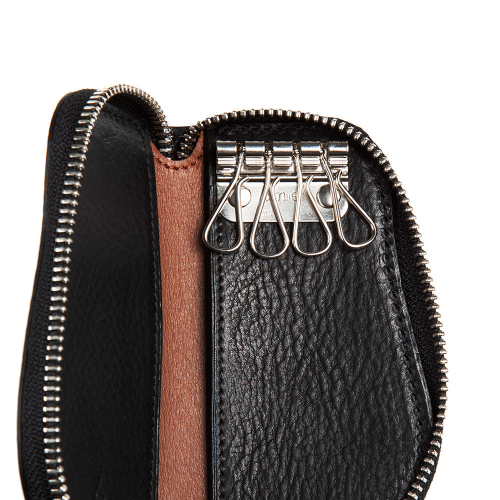 Zipped Key Ring Wallet in Black - Key Pouch