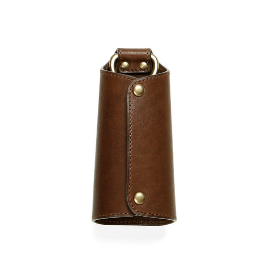 Cowhide  Roadster Grip Key Case in Smoky Brown Made in Japan