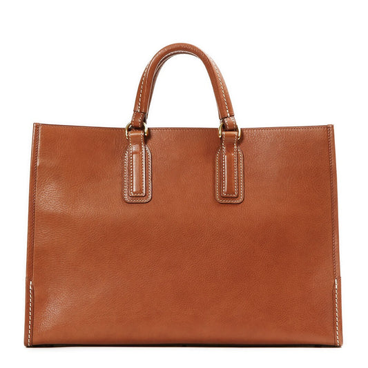 Cowhide  Urbano City Tote in Brown Made in Japan