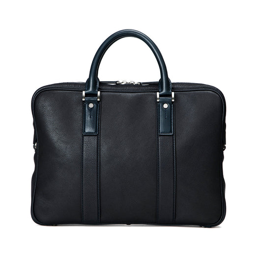 Steerhide  Brent Medium Briefcase in Navy Made in Japan