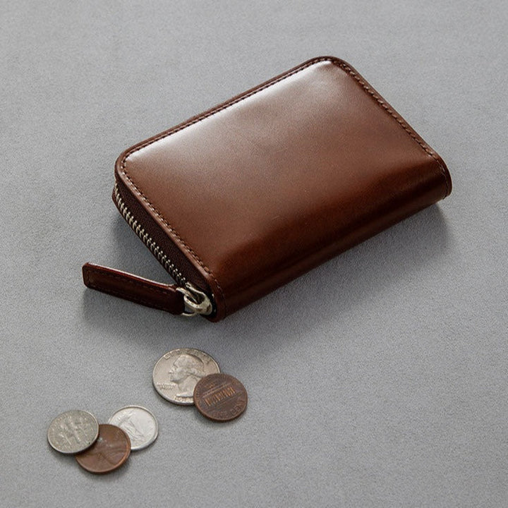 Cordovan Zip Coin Wallet | Cordovan Leather Wallet | Tsuchiya