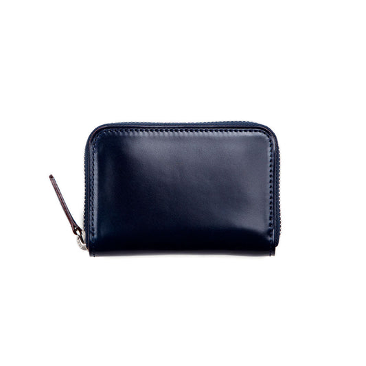 Cordovan Cordovan Zip Coin Case in Navy Made in Japan