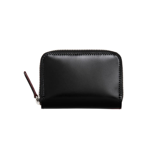 Cordovan Cordovan Zip Coin Wallet in Black Made in Japan