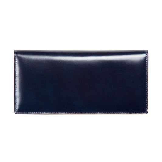 Cordovan Cordovan Long Wallet in Navy × Brown Made in Japan