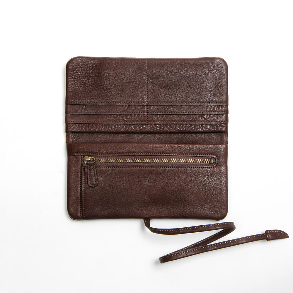 Two-toned leather wallet with wraparound zip