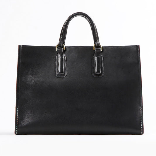 Cowhide  Urbano City Tote in Black Made in Japan