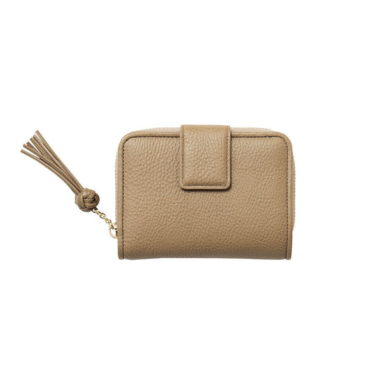 Steerhide  Editor Zip Medium Wallet in Dark Beige Made in Japan