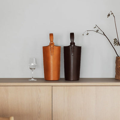 Home Collection Leather Bottle Carrier