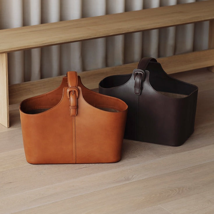 Home Collection Leather Basket (L)