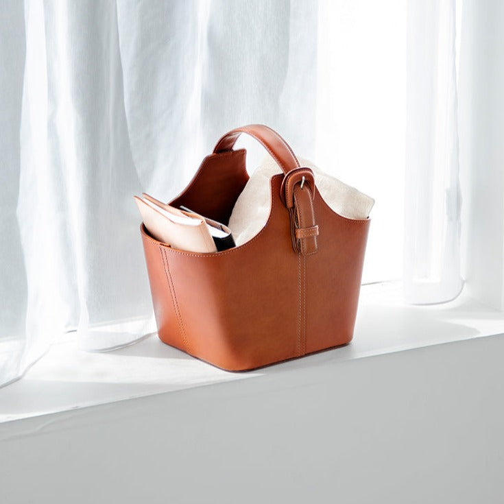 Home Collection Leather Basket (S)