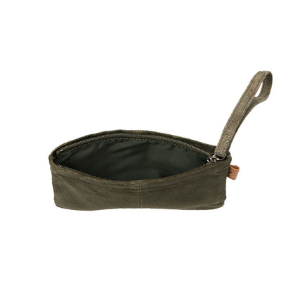 Packable Leather Wide Pouch