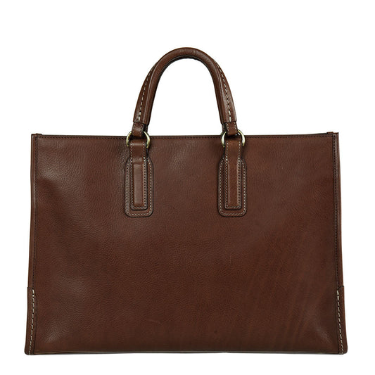 Cowhide  Urbano City Tote in Chocolate Brown Made in Japan