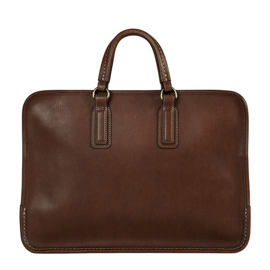 Cowhide  Urbano Urban Briefcase in Chocolate Brown Made in Japan